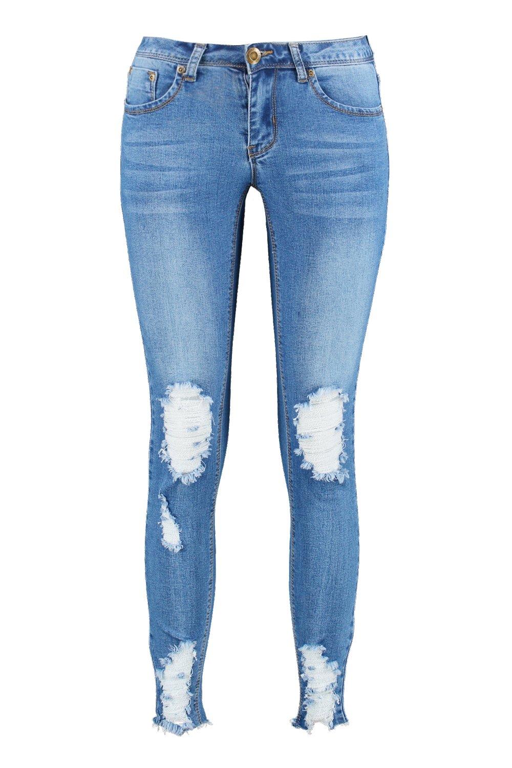 Distressed ankle hot sale skinny jeans